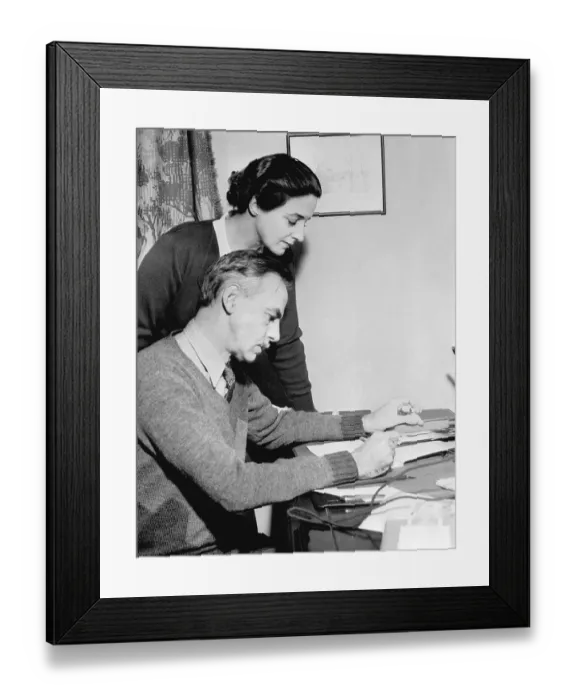 Framed Print : Mr. and Mrs. Eugene O'Neill Working in Office