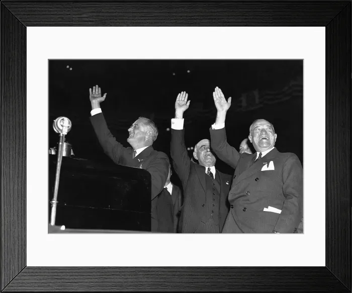 Framed Print : President Roosevelt Waving After Speech Framed Print : President Roosevelt Waving After Speech