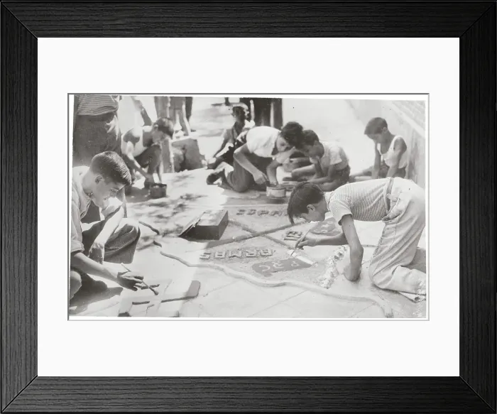 Framed Print : Children Drawing War Maps Framed Print : Children Drawing War Maps