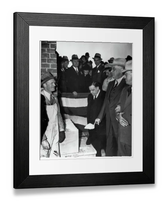 Framed Print : Franklin D. Roosevelt at Cornerstone Laying Ceremony Framed Print : Franklin D. Roosevelt at Cornerstone Laying Ceremony
