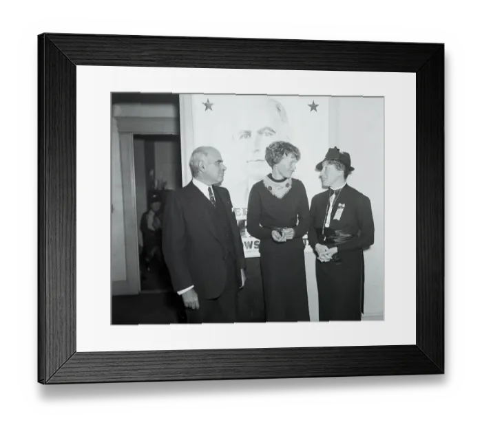 Framed Print : Amelia Earhart with Herbert Lehman and Caroline O'Day Framed Print : Amelia Earhart with Herbert Lehman and Caroline O'Day