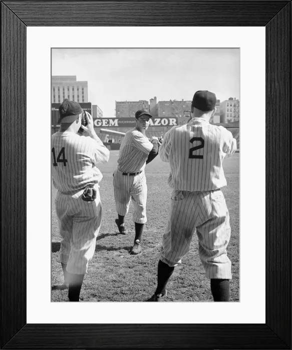 Framed Print : Joe DiMaggio Being Photographed During Practice Framed Print : Joe DiMaggio Being Photographed During Practice