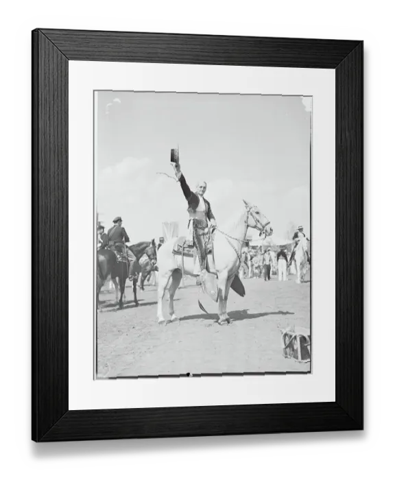 Framed Print : William G. McAdoo on a Horse and Holding up His Hat Framed Print : William G. McAdoo on a Horse and Holding up His Hat