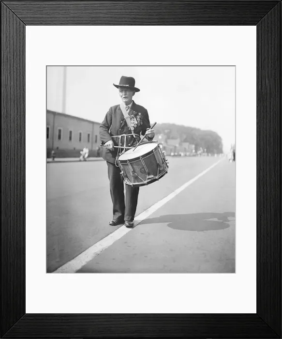 Framed Print : Elderly Man Playing a Snare Drum Framed Print : Elderly Man Playing a Snare Drum