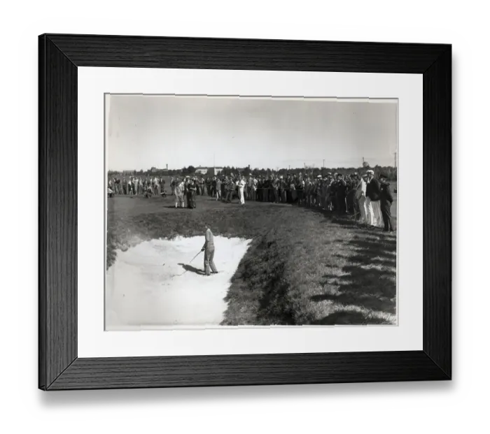 Framed Print : Golfer Swinging Out of Sand Trap Framed Print : Golfer Swinging Out of Sand Trap