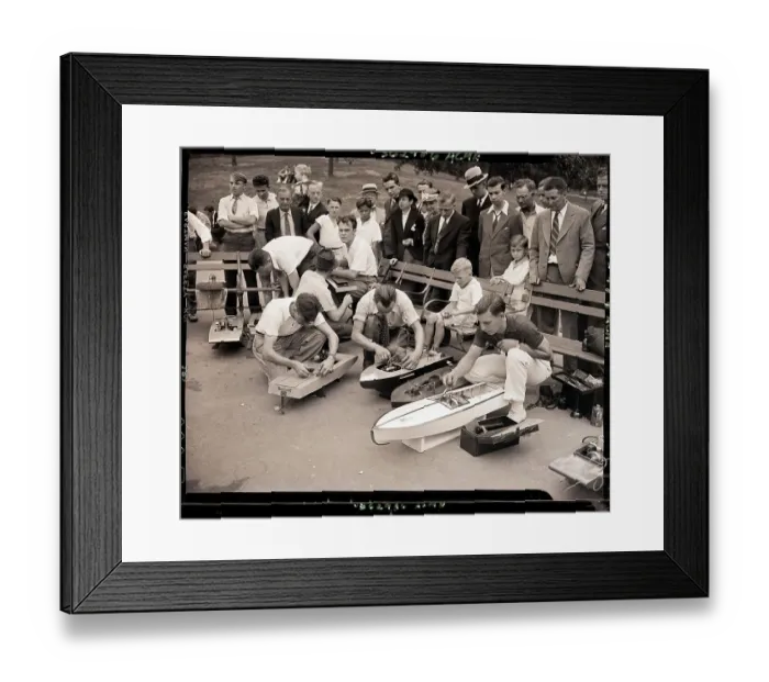 Framed Print : Model Speedboat Racers Tune Up Boats Framed Print : Model Speedboat Racers Tune Up Boats
