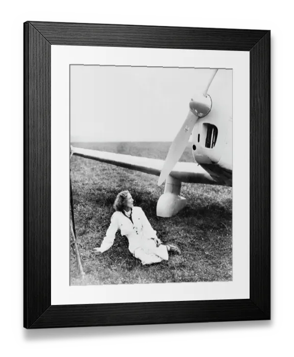 Framed Print : Beryl Markham Posing with Airplane Framed Print : Beryl Markham Posing with Airplane