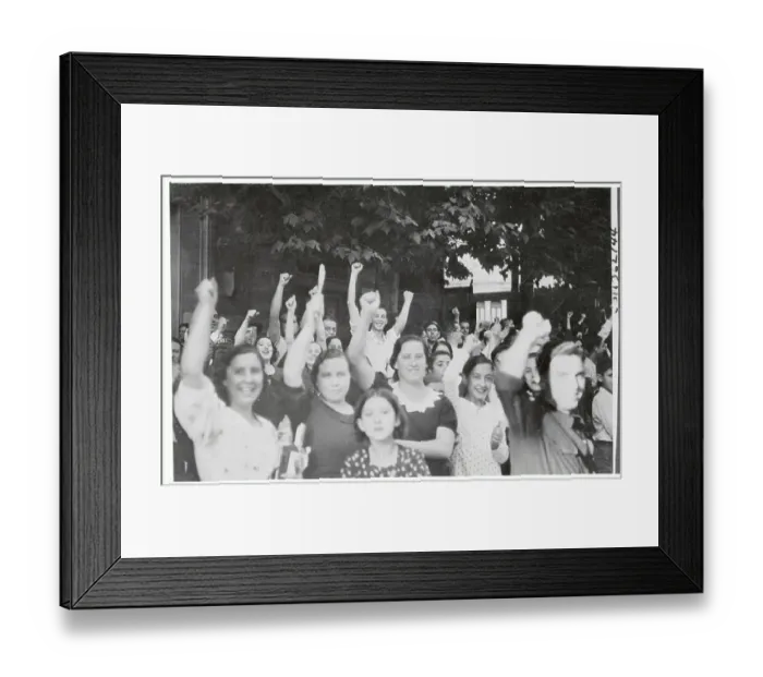 Framed Print : Girls Raise Clenched Fists And Cheer Framed Print : Girls Raise Clenched Fists And Cheer