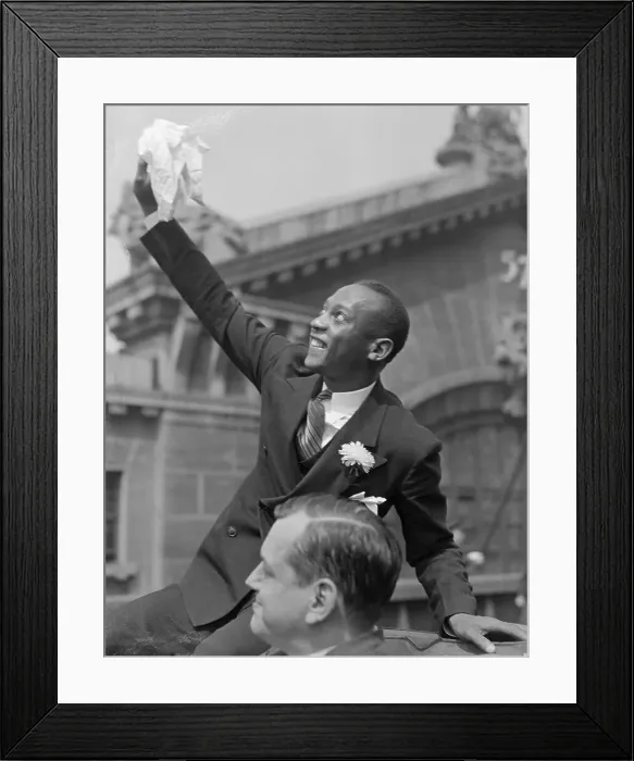 Framed Print : Jesse Owens Waving During Parade Framed Print : Jesse Owens Waving During Parade