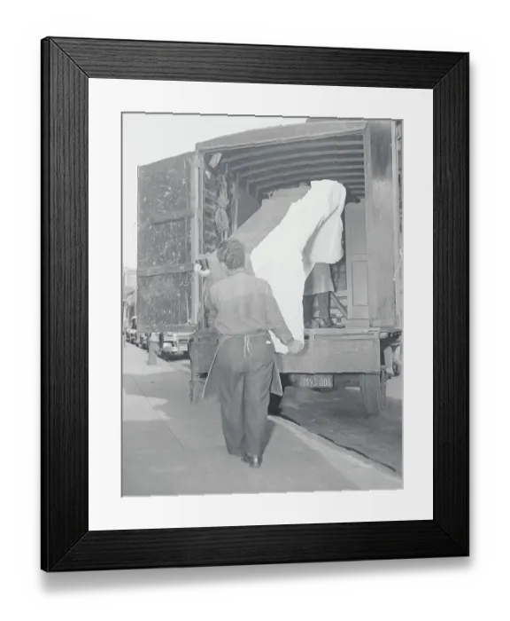 Framed Print : Movers Carrying Sofa