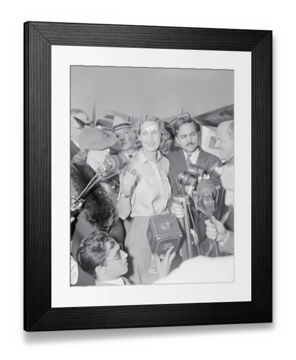 Framed Print : Beryl Markham Speaking into Microphones Framed Print : Beryl Markham Speaking into Microphones
