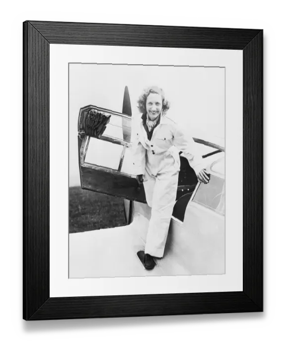 Framed Print : Beryl Markham Standing on the Wing of a Small Plane Framed Print : Beryl Markham Standing on the Wing of a Small Plane