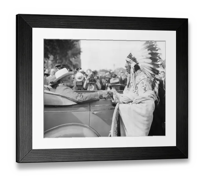 Framed Print : President Roosevelt and Chief Noal Bad Wound Shaking Hands Framed Print : President Roosevelt and Chief Noal Bad Wound Shaking Hands