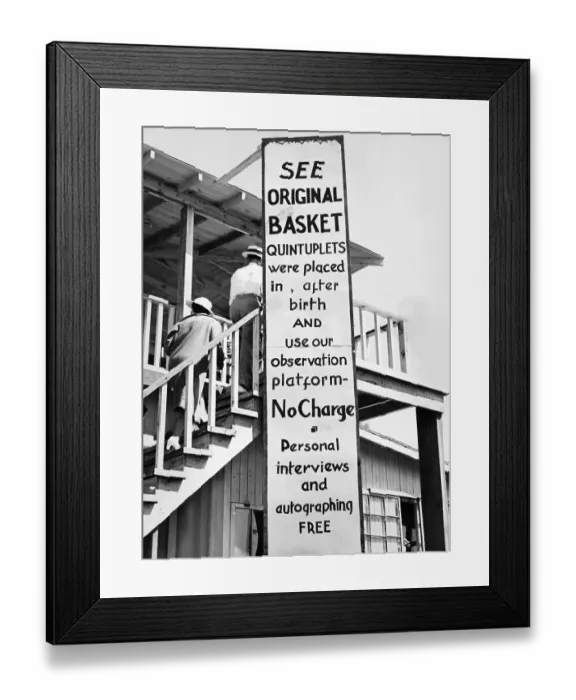 Framed Print : Sign for Dionne Quintuplets