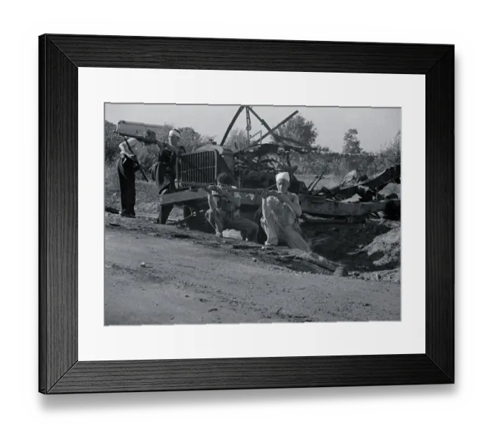 Framed Print : Riflemen Firing from Truck Framed Print : Riflemen Firing from Truck