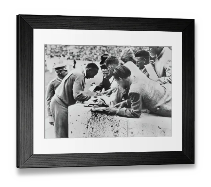 Framed Print : German Sports Lovers Admire an Athlete Framed Print : German Sports Lovers Admire an Athlete