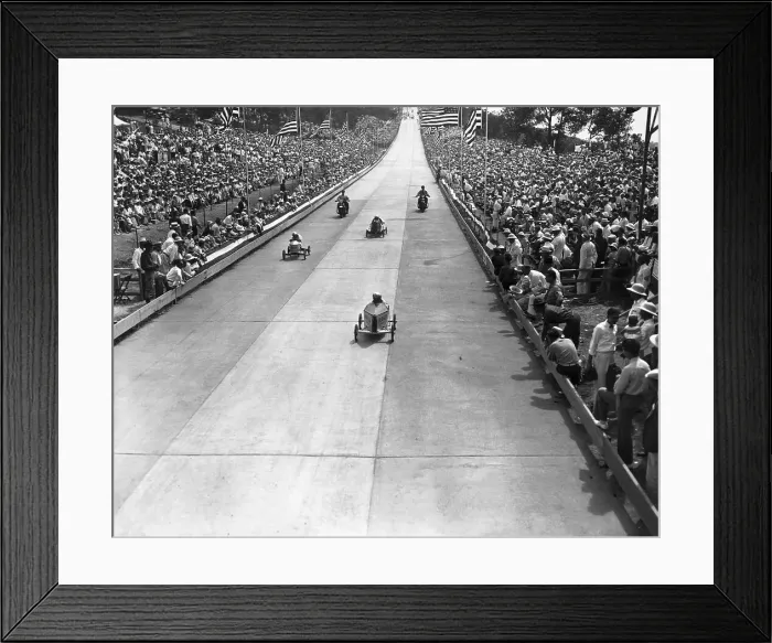 Framed Print : Contestants Finishing Soap Box Derby