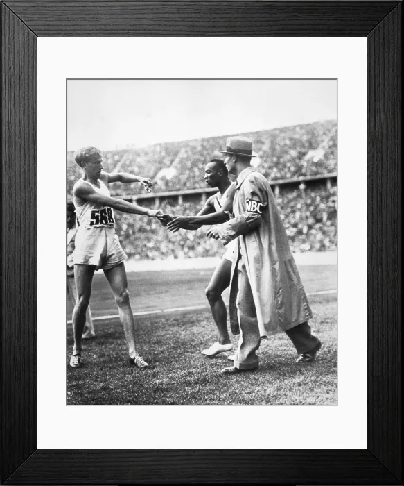 Framed Print : Jesse Owens Is Congratulated After Race