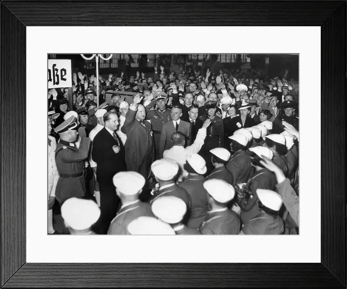 Framed Print : Polish Olympic Team Being Greeted by German Officials Framed Print : Polish Olympic Team Being Greeted by German Officials