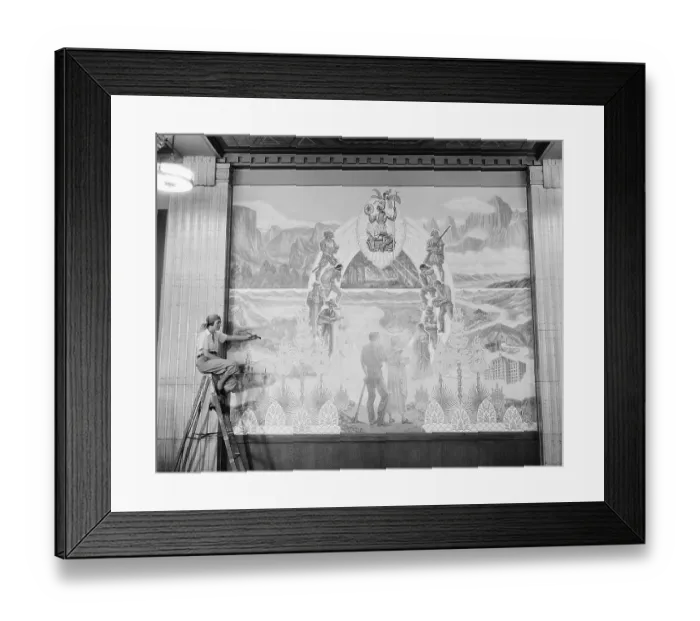 Framed Print : Woman Painting State House Mural Framed Print : Woman Painting State House Mural