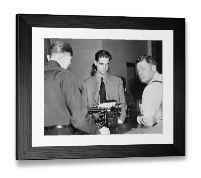 Framed Print : Howard Hughes Being Booked for Traffic Accident Framed Print : Howard Hughes Being Booked for Traffic Accident