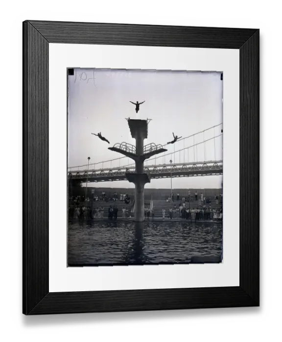 Framed Print : Divers Dive Off High Board Framed Print : Divers Dive Off High Board