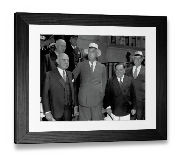Framed Print : President Franklin D. Roosevelt with Herbert H. Lehman and Fiorello La Guardia