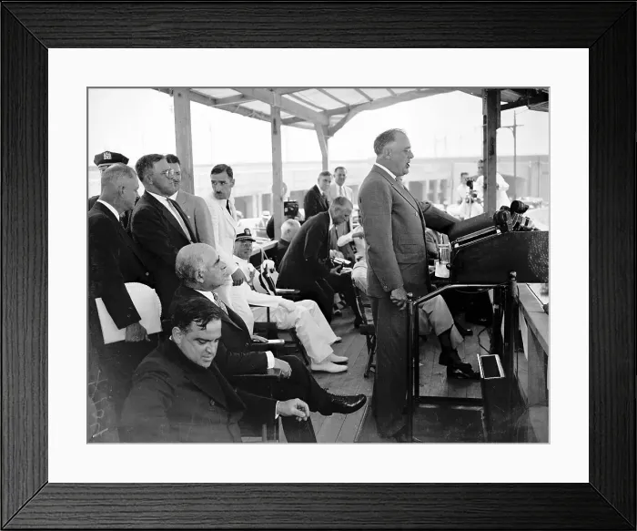 Framed Print : Franklin Roosevelt Speaking at Opening of Triboro Bridge Framed Print : Franklin Roosevelt Speaking at Opening of Triboro Bridge