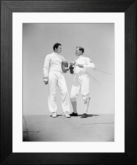 Framed Print : Cesar Romero and Ralph Faulkner Fencing Framed Print : Cesar Romero and Ralph Faulkner Fencing