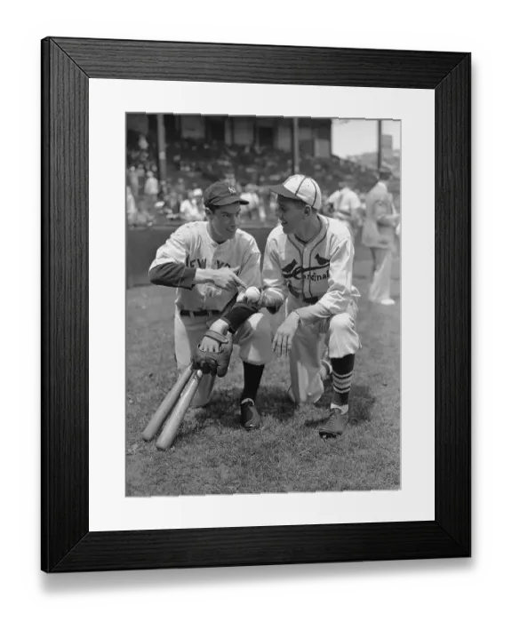 Framed Print : Joe DiMaggio and Jerome Dean Conversing on The Field Framed Print : Joe DiMaggio and Jerome Dean Conversing on The Field