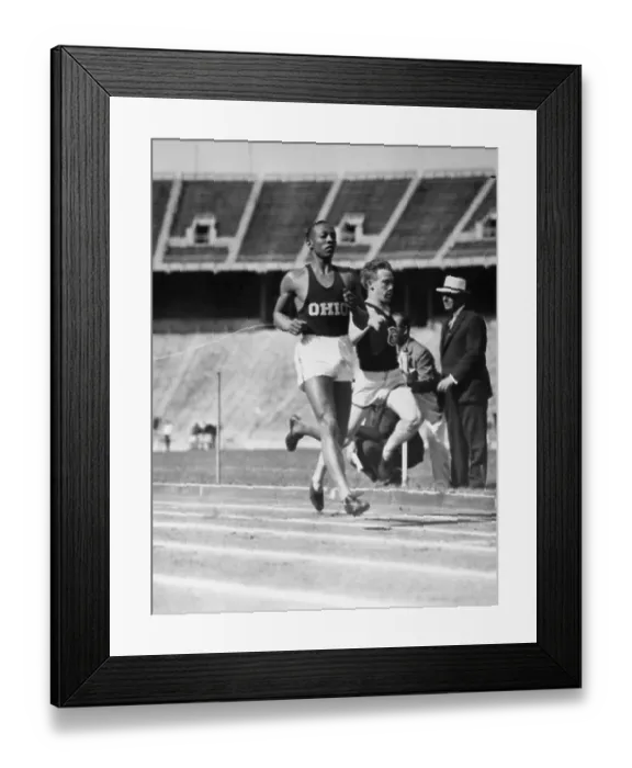 Framed Print : Owens Equals World Mark in 100 Dash