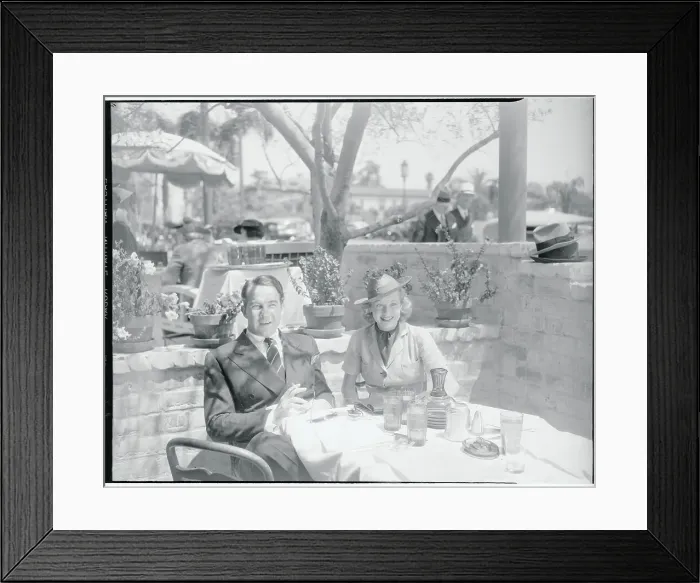 Framed Print : Actress Lucille Ball With Fiance Broderick Crawford at Outdoor Table Framed Print : Actress Lucille Ball With Fiance Broderick Crawford at Outdoor Table