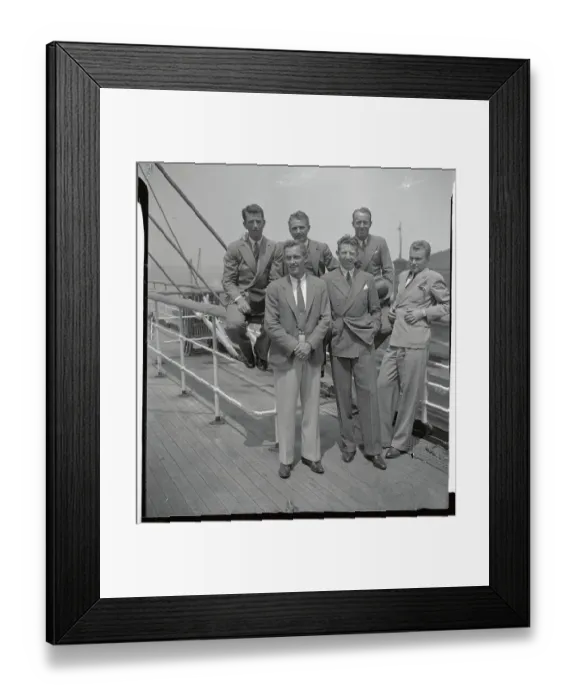 Framed Print : United States Davis Cup Team Posing on Ship's Deck Framed Print : United States Davis Cup Team Posing on Ship's Deck