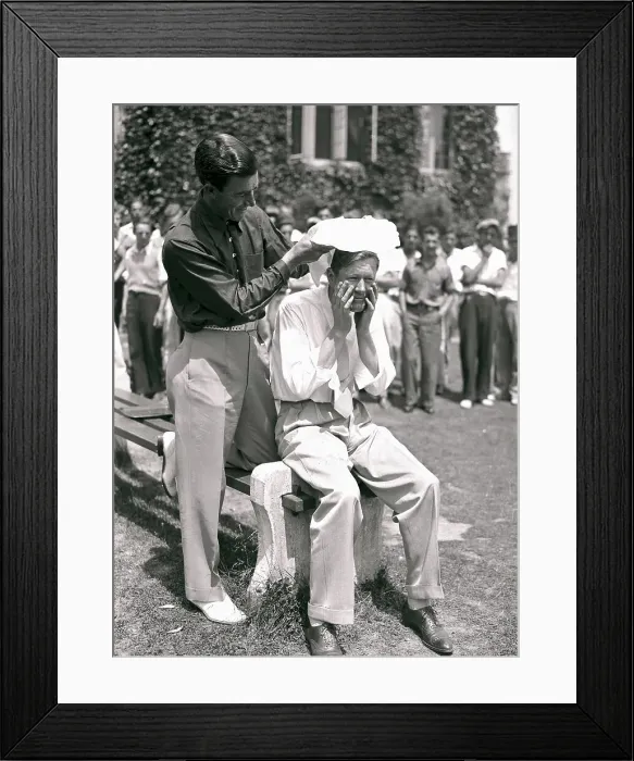 Framed Print : Johnny Farrell Treating Byron Nelson with Ice Pack