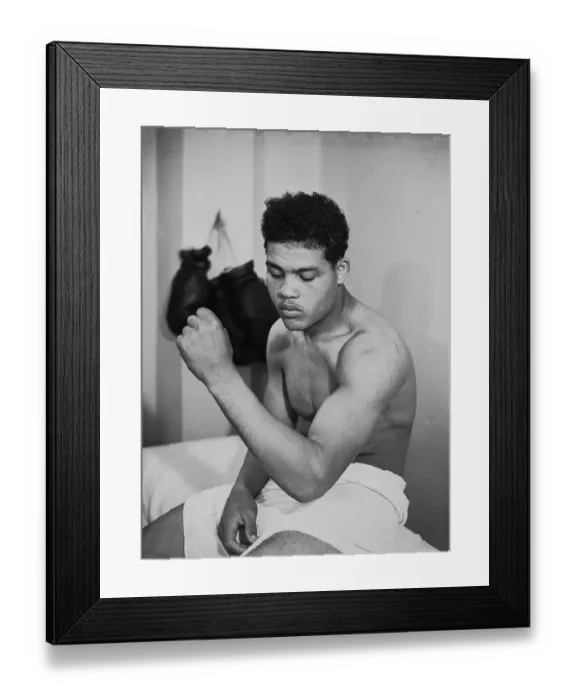Framed Print : Joe Louis Observing His Left Hand Framed Print : Joe Louis Observing His Left Hand
