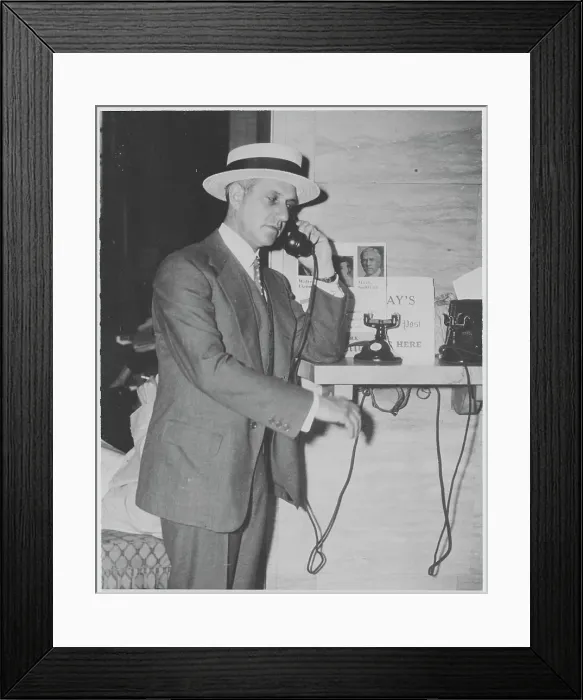 Framed Print : Harry Guggenheim on Telephone Framed Print : Harry Guggenheim on Telephone