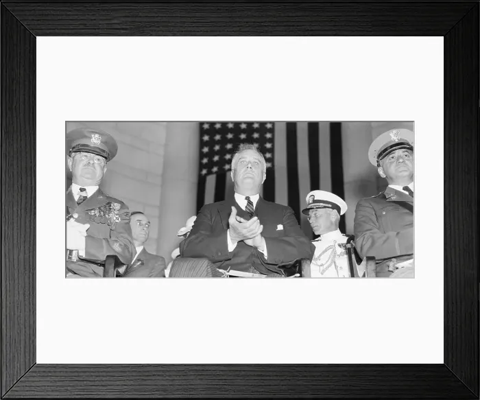 Framed Print : President Roosevelt and Military Officers Applauding Framed Print : President Roosevelt and Military Officers Applauding