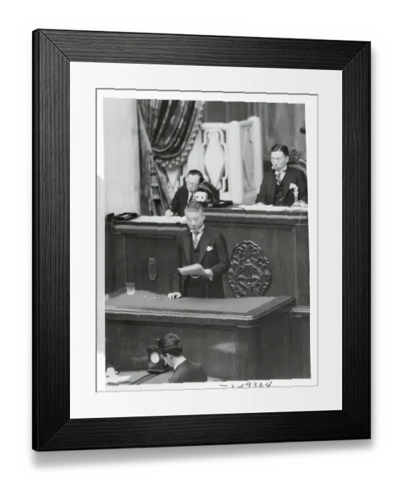 Framed Print : Hachiro Arita Speaking Framed Print : Hachiro Arita Speaking
