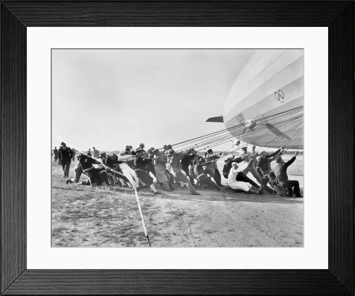 Framed Print : Men Pulling the Hindenburg In Framed Print : Men Pulling the Hindenburg In