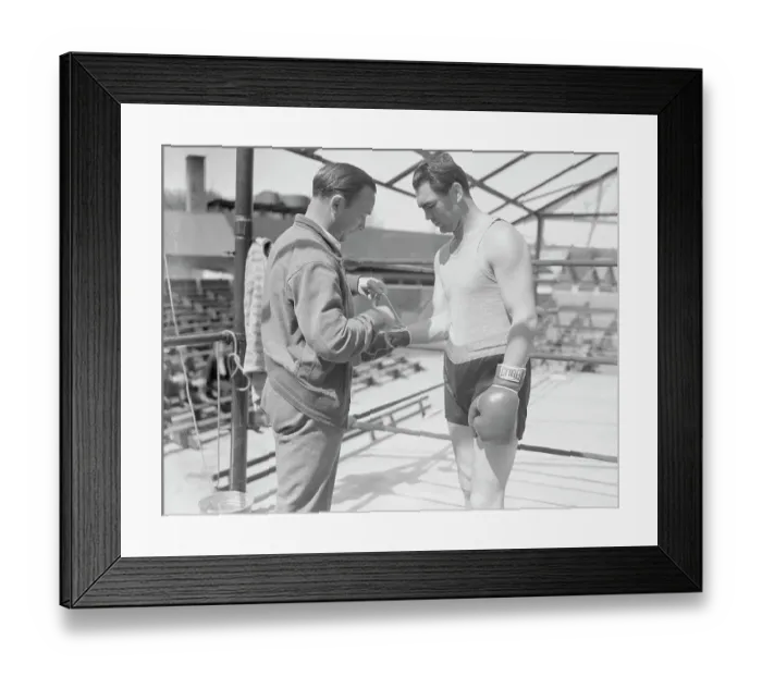 Framed Print : Max Schmeling Getting Glove Laced Framed Print : Max Schmeling Getting Glove Laced