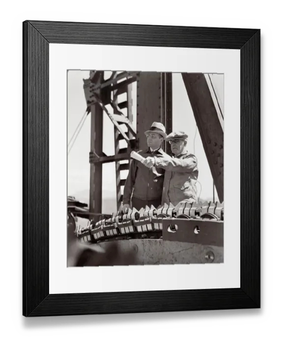 Framed Print : Engineers Surveying Golden Gate Bridge Construction Framed Print : Engineers Surveying Golden Gate Bridge Construction