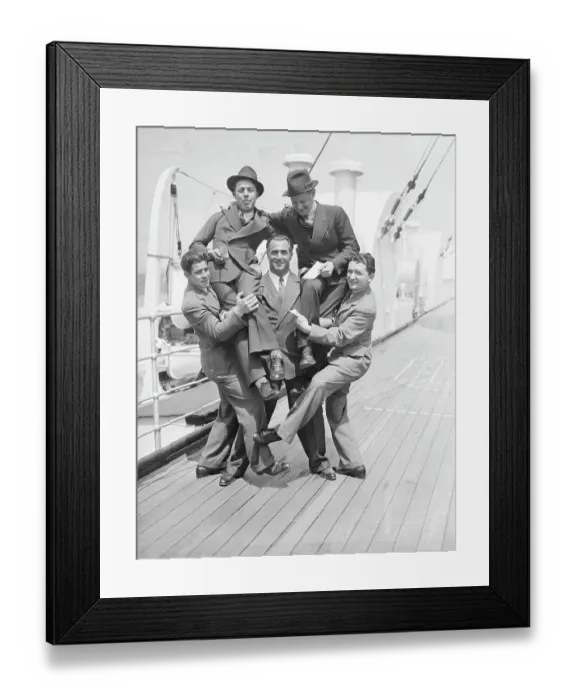 Framed Print : Atlas Returns, Holding Five Men In Air Framed Print : Atlas Returns, Holding Five Men In Air