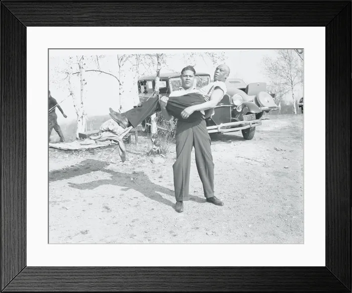 Framed Print : Joe Louis Carrying Jack Blackburn Framed Print : Joe Louis Carrying Jack Blackburn