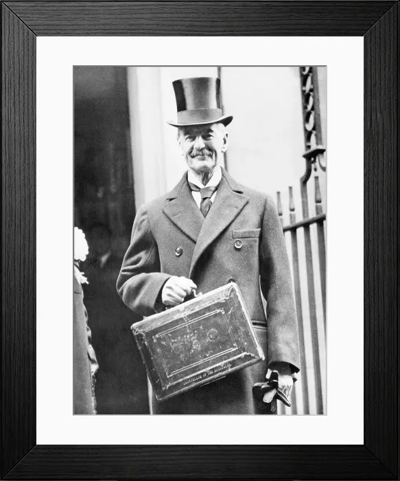 Framed Print : Neville Chamberlain with British Budget Framed Print : Neville Chamberlain with British Budget