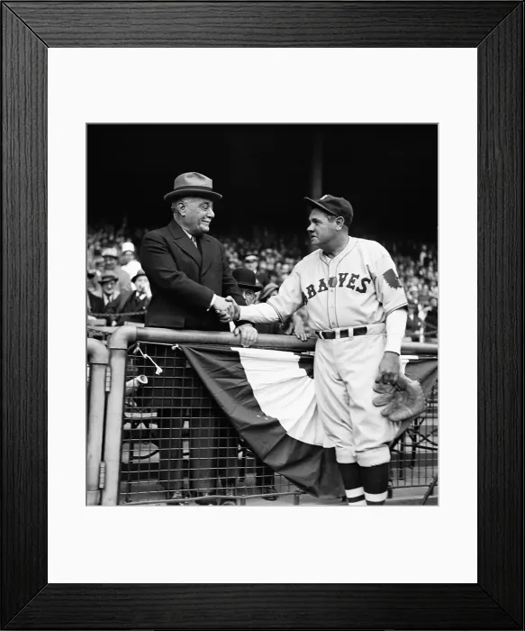 Framed Print : Babe Ruth Shaking Hands with Jacob Ruppert Framed Print : Babe Ruth Shaking Hands with Jacob Ruppert