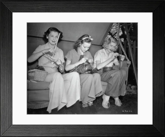 Framed Print : Young Lucille Ball and Friends Knitting Together Framed Print : Young Lucille Ball and Friends Knitting Together