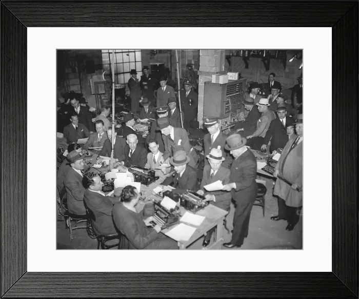 Framed Print : Press Covering Hauptmann Case Framed Print : Press Covering Hauptmann Case