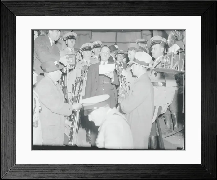 Framed Print : Warden for Bruno R. Hauptmann with Reporters Framed Print : Warden for Bruno R. Hauptmann with Reporters