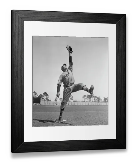 Framed Print : J. Mize Catches Ball During Game Framed Print : J. Mize Catches Ball During Game