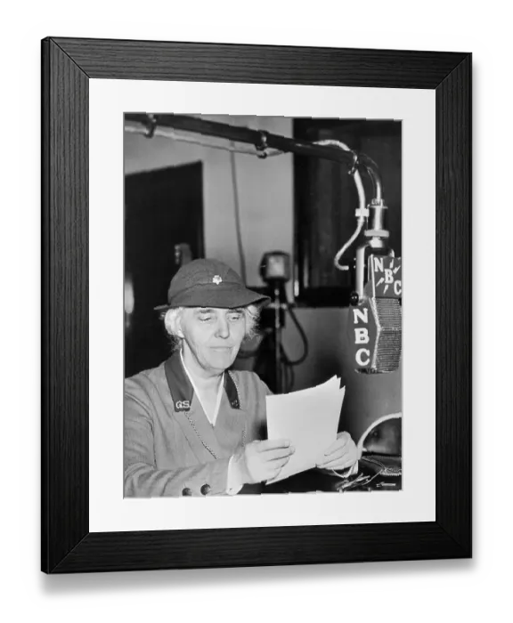 Framed Print : Wife of Herbert Hoover at NBC Microphone Framed Print : Wife of Herbert Hoover at NBC Microphone